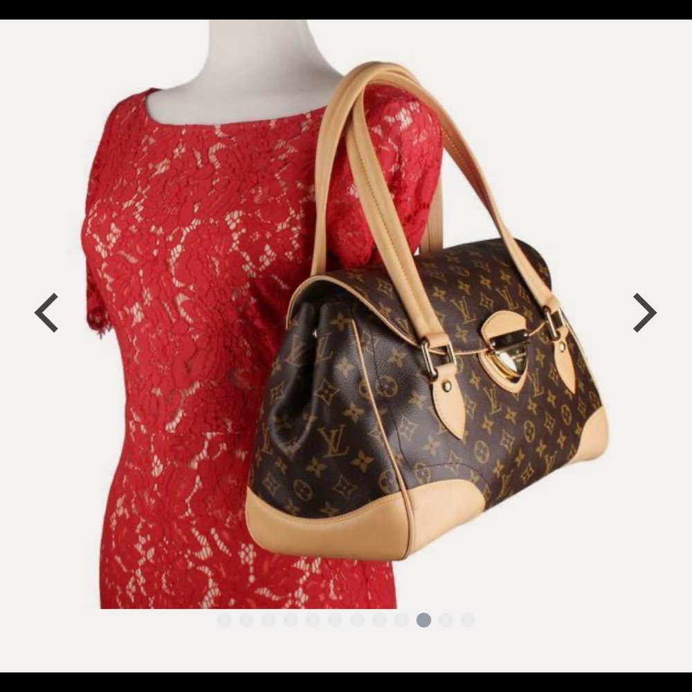 Louis Vuitton Beverly GM Brown Monogram Canvas & Tan Leather Satchel